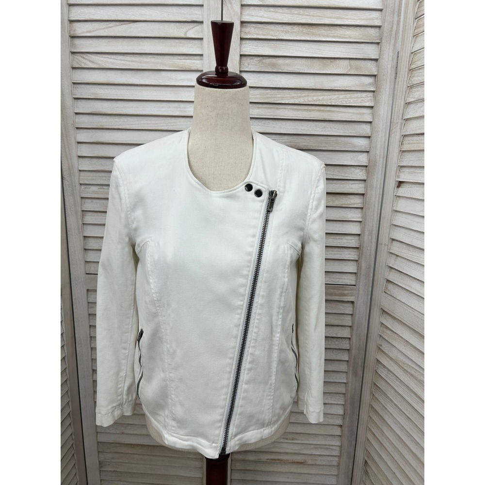 Helmut Lang Moto Jacket Size Small White Minimalist Quiet Luxury